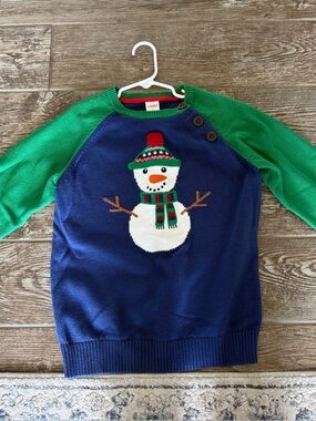 Blue & Green Snowman Holiday Sweater